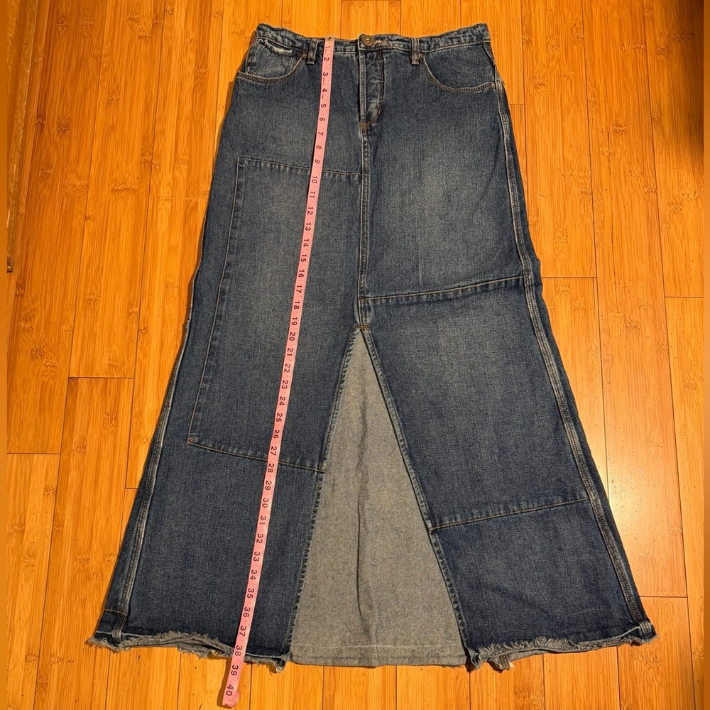 Free People Leanne Patchwork Denim Maxi Skirt Size 28 - Picture 13 of 16